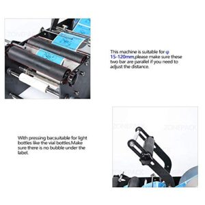 ZONEPACK Upgraded Manual Labeling Machine Label Applicator Bottle Labeler Sticker Label Printer Packing Machine with Handle for Round Glass Plastic Metal Bottle etc…