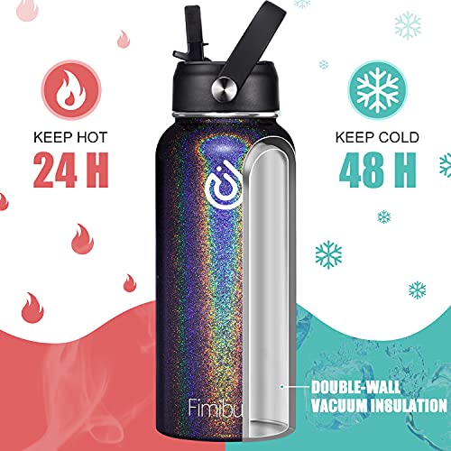 32 oz Insulated Water Bottle, BPA-Free Metal Water Bottle with 2 Lids(Straw Lid+Spout Lid) Sweat-free&Leak Proof 18/8 Stainless Steel Double Wall Vacuum Cold Bottle Valentines Day Gift Wife Men Women