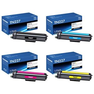 tn227 high yield toner cartridge 4 pack tn223bk/c/m/y compatible for brother tn-227bk/c/m/y high yield replacement for mfc-l3750cdw mfc-l3770cdw hl-l3290cdw hl-l3210cw hl-l3230cdw mfc-l3710cw printer