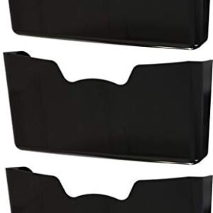 3 Pack - Simple Houseware Plastic Single Pocket Wall Mount File Holder, Black