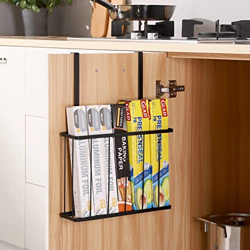 KES Cabinet Door Organizer with Towel Bar, Kitchen Cabinet Organizer with Towel Holder Cutting Board Organizer for Kitchen, Over The Cabinet Door Organize with Towel Rack Matte Black, KUR520-BK