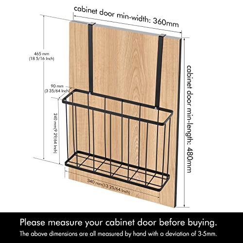 KES Cabinet Door Organizer with Towel Bar, Kitchen Cabinet Organizer with Towel Holder Cutting Board Organizer for Kitchen, Over The Cabinet Door Organize with Towel Rack Matte Black, KUR520-BK