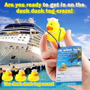 Duck Tag Cruise Kits Includes Rubber Sailing Ducks for Cruise Ships, Duck Tag Cruise Ducking Game Carnival Rubber Duck Duck Tag Card and Rubber Bands for Hiding Carnival (60)