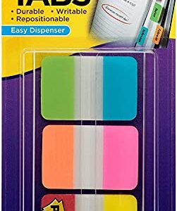 Post-it Tabs, 1 in Solid, Aqua, Yellow, Pink, Red, Green, Orange, 6/Color, 36/Dispenser (686-ALOPRYT)