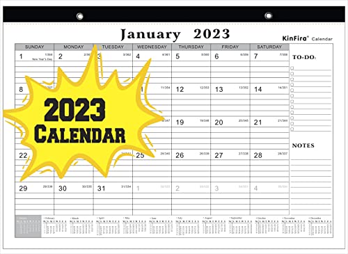 Kinfira Desk Calendar 2023 17" x 12" - Sturdy Desktop Calendars Runs until December 2023 Thick Desk / Wall Calendar with Plenty Writing Space