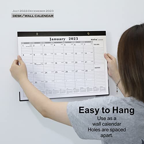 Kinfira Desk Calendar 2023 17" x 12" - Sturdy Desktop Calendars Runs until December 2023 Thick Desk / Wall Calendar with Plenty Writing Space