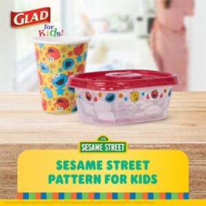 Glad for Kids Sesame Street GladWare Small Lunch Square Food Storage Containers with Lids | 9 oz Kids Food Containers with Sesame Street Design, 5 Count | Tight Seal Food Storage Containers for Food