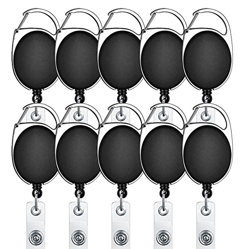 Selizo 10pcs Retractable Badge Holders Retractable ID Badge Clips Badge Reels Retractable with Carabiner Reel Clip