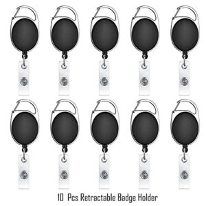 Selizo 10pcs Retractable Badge Holders Retractable ID Badge Clips Badge Reels Retractable with Carabiner Reel Clip