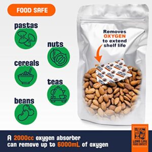 2000cc Oxygen Absorbers For Food Storage (20 Packets - Individually Vacuum Sealed) | 3x Oxygen Absorbing Capacity | Extends Shelf Life & Retains Flavor - 4.3 in x 3.1 in