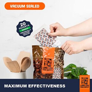 2000cc Oxygen Absorbers For Food Storage (20 Packets - Individually Vacuum Sealed) | 3x Oxygen Absorbing Capacity | Extends Shelf Life & Retains Flavor - 4.3 in x 3.1 in