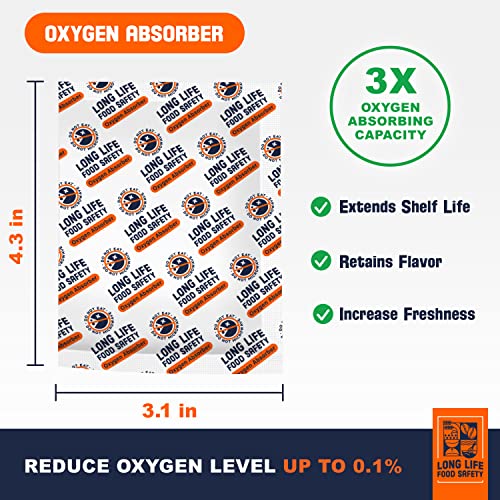 2000cc Oxygen Absorbers For Food Storage (20 Packets - Individually Vacuum Sealed) | 3x Oxygen Absorbing Capacity | Extends Shelf Life & Retains Flavor - 4.3 in x 3.1 in