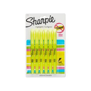 sharpie 27108pp accent pocket style highlighter, fluorescent yellow, 6-pack