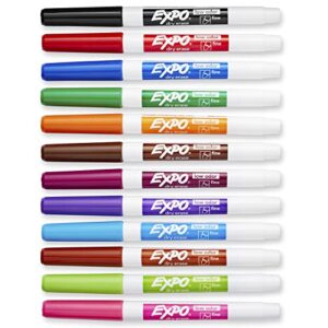 Expo Low Odor Dry Erase Markers, Fine Tip, Assorted Colors, 12 Count