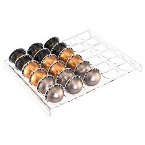 sumerflos coffee capsule storage tray, drawer insert organizer holds 30 pods compatible with nespresso vertuo vertuoline capsules drawer of kitchen, home, office – clear