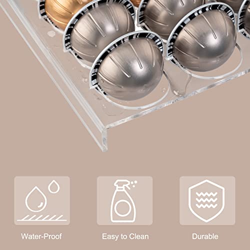 SUMERFLOS Coffee Capsule Storage Tray, Drawer Insert Organizer Holds 30 Pods Compatible with Nespresso Vertuo Vertuoline Capsules Drawer of Kitchen, Home, Office - Clear