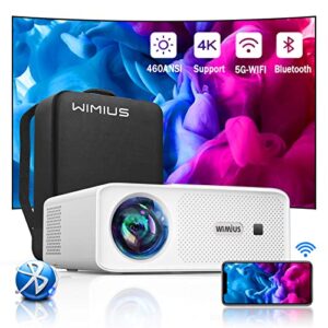 5g wifi bluetooth projector, wimius w7 newest native 1080p projector 4k supported,460 ansi lumens,portable,4p/4d keystone,zoom,300″display,outdoor movie projector compatible with tv stick/phone/laptop