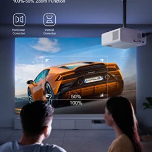 5G WiFi Bluetooth Projector, WiMiUS W7 Newest Native 1080P Projector 4K Supported,460 ANSI Lumens,Portable,4P/4D Keystone,Zoom,300"Display,Outdoor Movie Projector Compatible with TV Stick/Phone/Laptop