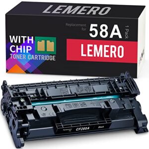lemero 58a (with chip) remanufactured toner cartridge replacement for hp 58a cf258a cf258x 58x for laserjet pro mfp m428fdw m404dn m404n m404dw m428fdn m404 printer (black)