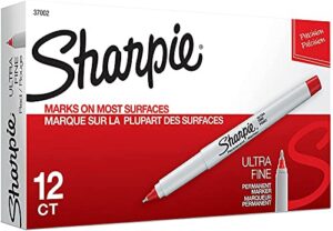 sharpie ultra fine point permanent markers, 12 red markers(37002) color: red office supply product