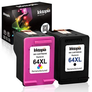 inktopia remanufactured ink cartridge replacement for hp 64 xl 64xl for envy photo 7858 7855 7155 6255 6252 7120 6232 7158 7164 envy 5542 tango x terra printer (1 black, 1 tri-color)