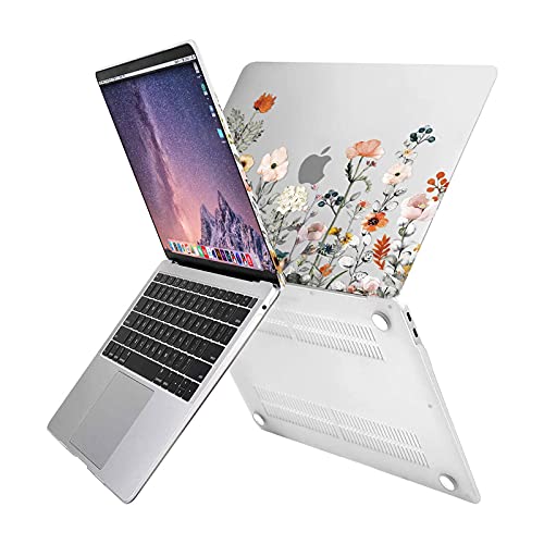 MOSISO Compatible with MacBook Air 13 inch Case 2022 2021 2020 2019 2018 Release A2337 M1 A2179 A1932 Retina Display, Plastic Garden Flowers Hard Shell&Keyboard Cover&Screen Protector, Transparent