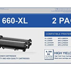 Brother TN660 Remanufactured Ink Cartridge Set (2 Pack). Works Great Wih Brother MFC-L2700DW HL-L2380DW DCP-L2540DW Printers