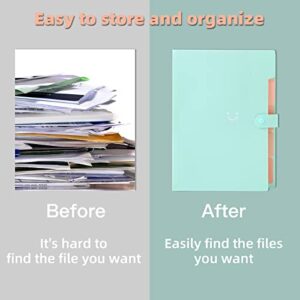 Animusphere A4 File Folders Accordion File Organizer Folders with Pockets Aesthetic Paper Organizer Folder for School Office (Jade)