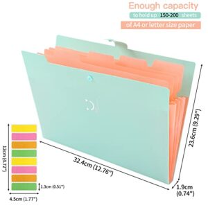 Animusphere A4 File Folders Accordion File Organizer Folders with Pockets Aesthetic Paper Organizer Folder for School Office (Jade)