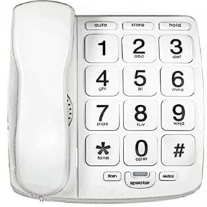 Tyler TBBP-4-WH Telephone for Seniors - Large Button Landline Phone for Elderly with Loud Speaker, Speed Dial, Ringer Volume Control, Wall Mount - Easy to See & Press Numbers - Works in Power Outage