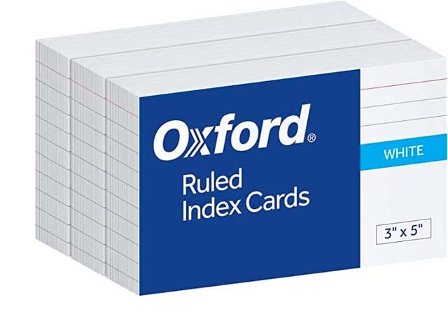 Oxford Ruled Index Cards, 3" x 5", White, Lined Index Flashcards, 300 per Pack (10022)