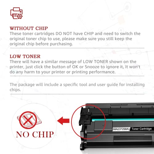 58A CF258A Toner Cartridge (No Chip) Replacement for HP 58A CF258A 58X CF258X for HP M404n M404dn M404dw M404 MFP M428fdw M428fdn M428dw M428 M304 Toner Printer (Black, 2 Pack)