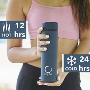 Pure Zen Tea Thermos with Infuser - Stainless Steel Insulated Tea Infuser Tumbler for Loose Leaf Tea, Iced Coffee and Fruit-Infused Water - Leakproof Tea Tumbler With Infuser - 15oz - Blue