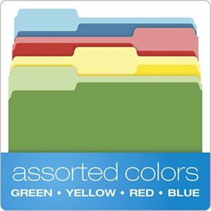 Pendaflex Two-Tone Color File Folders, Letter Size, Assorted Colors (Bright Green, Yellow, Red, Blue), 1/3-Cut Tabs, Assorted, 36 Pack (03086), 4-color