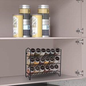 SWOMMOLY Spice Rack Organizer with 18 Empty Square Spice Jars, 396 Spice Labels with Chalk Marker and Funnel Complete Set, Spice Organizer for Countertop, Cabinet or Wall Mount, Black
