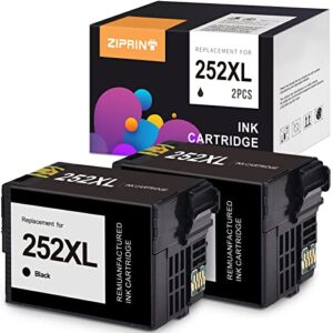 ziprint remanufactured ink cartridge replacement for epson 252xl 252 ink for epson workforce wf-7720 wf-7710 wf-3640 wf-3630 wf-3620 wf-7620 wf-7610 wf-7110 printer (252xl black, 2-pack)