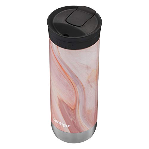 Contigo Matterhorn Vaccum Insulated Stainless Steel Water Bottle with Chug Cap, 20oz Pink Marble