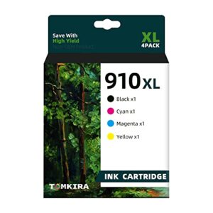 tomkira 910 xl ink cartridges combo pack replacement for 910 xl compatible with officejet pro 8020 8030 8025 8035 8028, compatible with officejet 8022 8010 8015 (1 black,1 cyan,1 magenta,1 yellow)