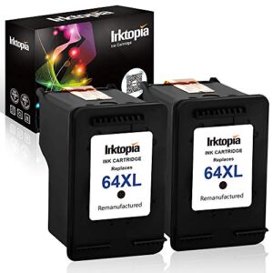 inktopia remanufactured ink cartridge replacement for hp 64xl 64 xl for hp envy photo 7858 7855 7155 6255 6220 7120 6232 6255 7158 7164 envy 5542 tango x terra printer ( 2 black )