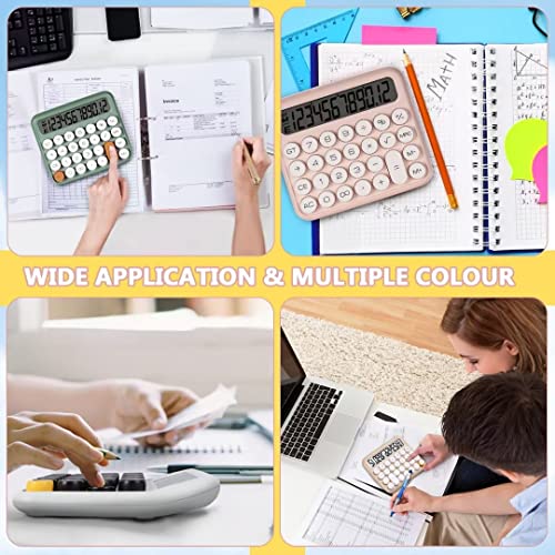 GUDTEKE Mechanical Switch Calculator, Pink Calculator Cute 12 Digit Large LCD Display Big Button Calculator Clear Standard for Daily and Basic Office,Automatic Sleep,with Battery