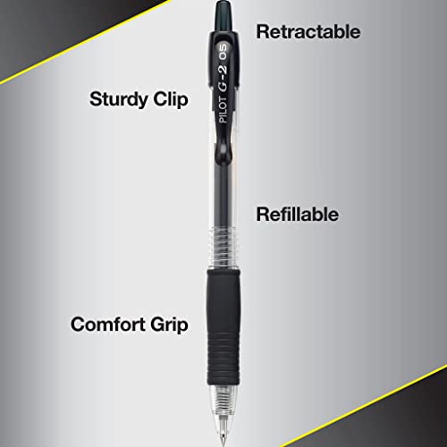 PILOT G2 Premium Refillable and Retractable Rolling Ball Gel Pens, Extra Fine Point, Black Ink, 5-Pack (31173)