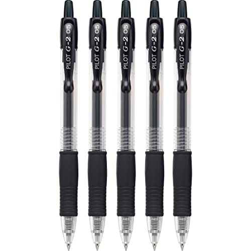 PILOT G2 Premium Refillable and Retractable Rolling Ball Gel Pens, Extra Fine Point, Black Ink, 5-Pack (31173)