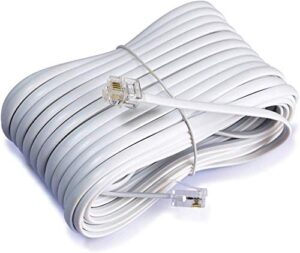 imbaprice 50 feet long telephone extension cord phone cable line wire – white