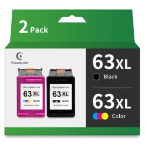 actualcolor c 63xl remanufactured ink cartridge replacement for hp 63xl 63 xl ink cartridge combo pack for officejet 3830 5255 5258 4655 envy 4520 deskjet 3632 1112 3630,black color