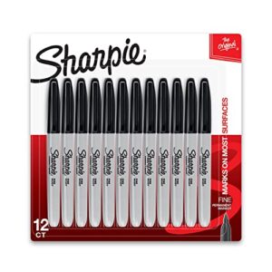 sharpie permanent markers, fine point, black, 12 count