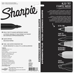 SHARPIE Permanent Markers, Fine Point, Black, 12 Count