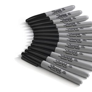 SHARPIE Permanent Markers, Fine Point, Black, 12 Count