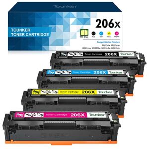 206X Toner Cartridges 4 Pack Compatible Replacement for HP 206X 206A W2110A W2110X Work with HP Color Pro MFP M283fdw M283cdw M255dw M283 M255 Toner Printer (Black Cyan Yellow Magenta)