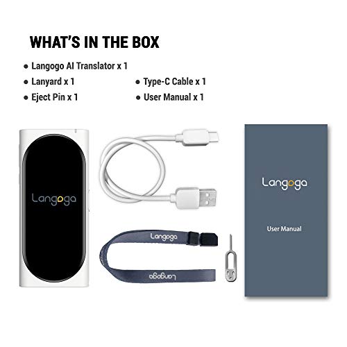 Langogo Genesis 2-in-1 AI Translator Device and Voice Recorder Transcriber, 100+ Languages Instant Two-Way Translation and Transcription Recorder, Built-in Data, 3.1inch Retina Display, White