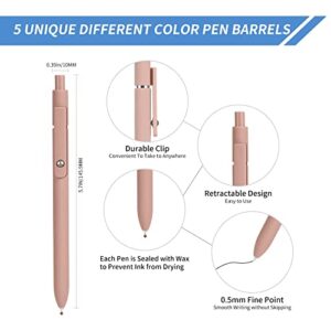 FIOVER 5pcs Gel Pens Quick Dry Ink Pens Fine Point Premium Retractable Rolling Ball Gel Pens Black Ink Smooth Writing for School Office Home